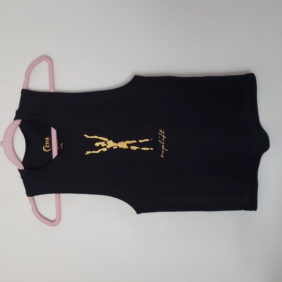 Zyia black and gold tank top, uplift, women's size XS, super soft, cozy. - Picture 1 of 6